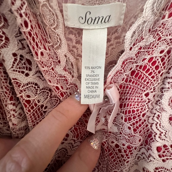 Soma Red, Pink, and White Lace Dress - Picture 5 of 8